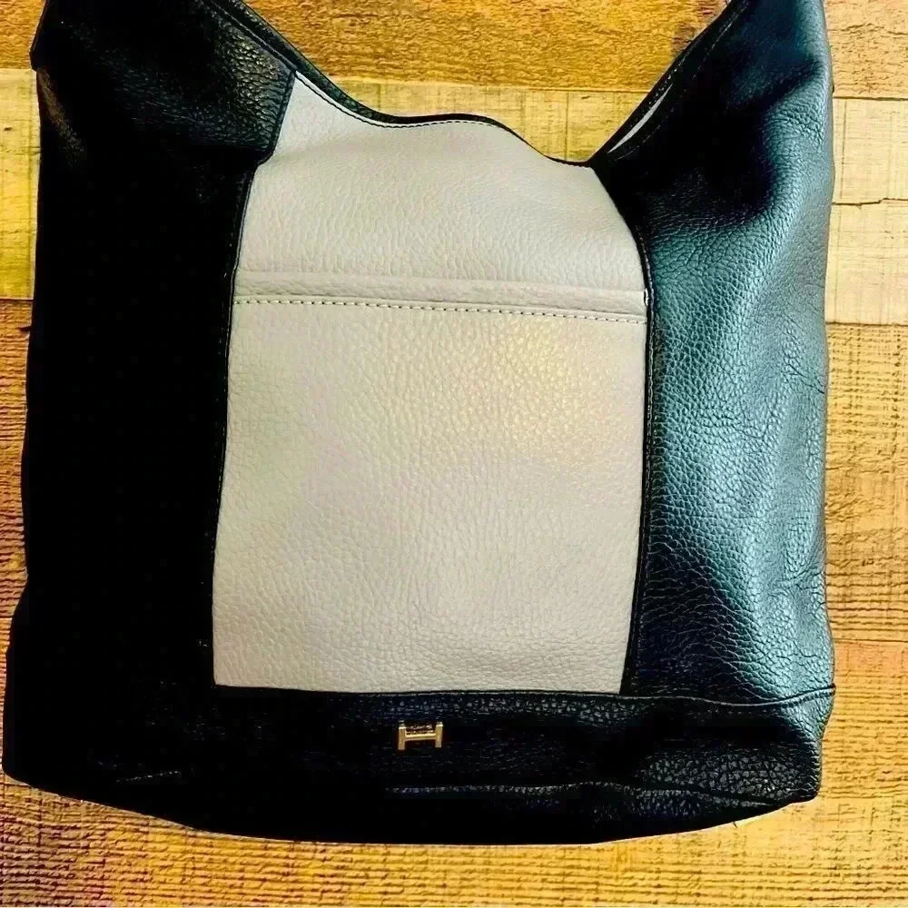 H By Halston Pebbled Leather Hobo Bag